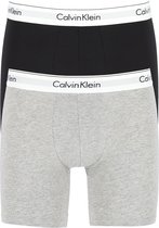 Calvin Klein Modern Cotton boxer brief (2-pack) - heren boxers lang - zwart en grijs -  Maat: XL