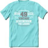 49 Jaar Legend T-Shirt | Zilver - Wit | Grappig Verjaardag en Feest Cadeau | Dames - Heren - Unisex | Kleding Kado | - Licht Blauw - L