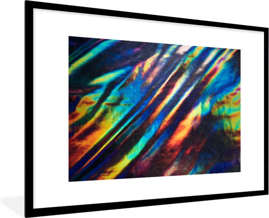 Fotolijst incl. Poster - Abstracte regenboog op hologram folie - 120x80 cm  - Posterlijst