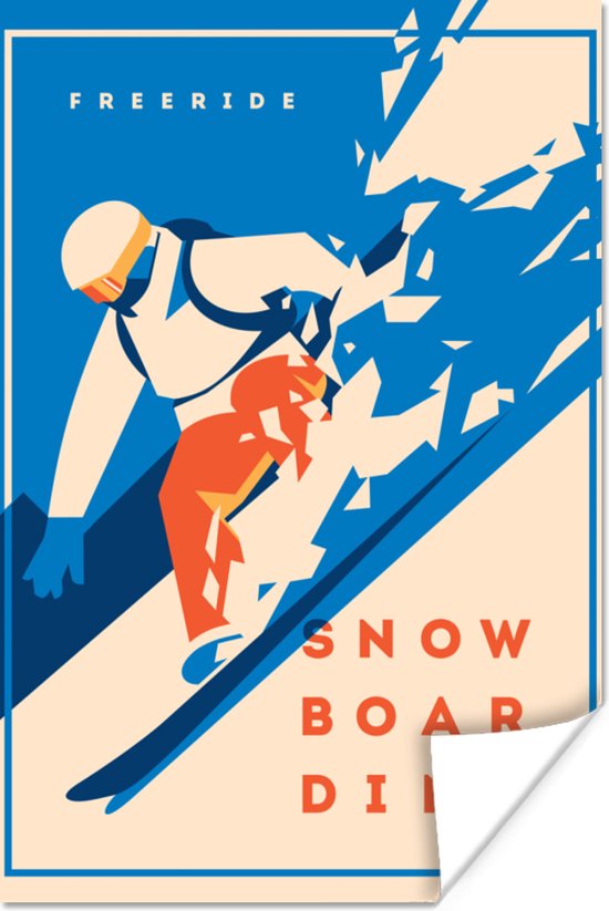 Affiche Proverbes - Sports d'hiver - 'Snowboard Freeride' - Citations - 80x120 cm