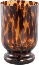 Rikkie Brown glass vase with dotted pattern round asdvbswde