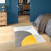 INSPIRE - Rechthoekig vloerkleed DELPHINE - grijs/geel - met geometrisch patroon - slaapkamertapijt - woonkamertapijt - laagpolig tapijt - zacht - 1450g/m² - 9 mm x B.120 cm x L.17