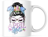 Verjaardag Mok April Girl | Verjaardag cadeau | Grappige Cadeaus | Koffiemok | Koffiebeker | Theemok | Theebeker