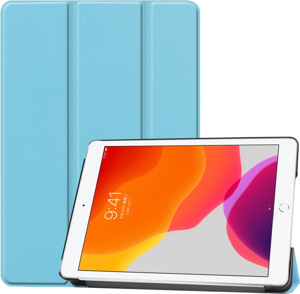 Mobigear - Tablethoes geschikt voor Apple iPad 7 (2019) Hoes | Mobigear Tri-Fold Bookcase - Blauw