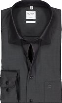 OLYMP Luxor comfort fit overhemd - antraciet grijs - Strijkvrij - Boordmaat: 50