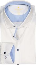Redmond modern fit overhemd - twill - wit (contrast) - Strijkvriendelijk - Boordmaat: 43/44