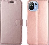 LuxeBass Boekhoesje geschikt voor Xiaomi Mi 11 Lite - Roze - telefoonhoes - gsm hoes - telefoonhoesjes