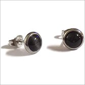 Aramat jewels ® - Oorbellen zweerknopjes zwart cats eye chirurgisch staal 8mm