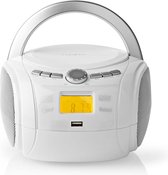 Nedis CD-Speler Boombox | Batterij Gevoed / Netvoeding | Stereo | 9 W | Bluetooth® | FM | USB-weergave | Handgreep | Wit