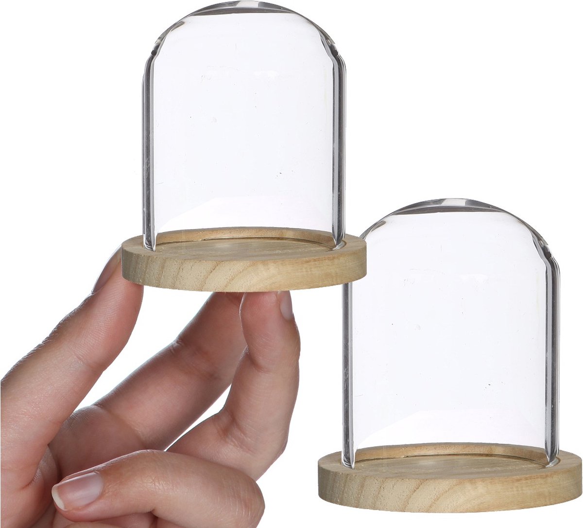 Glazen stolp Ø80 mm H.80 mm met hout - 6 st