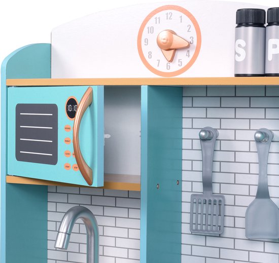 Teamson Kids Retro Houten Speelkeuken Met Accessoires - Kinderspeelgoed - Rollenspel Speelgoed - Blauw/Wit van Teamson Kids — afbeelding 2