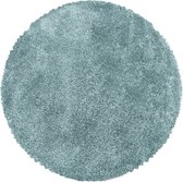 Rond Hoogpolig Tapijt Fluffy In De Kleur Blauw