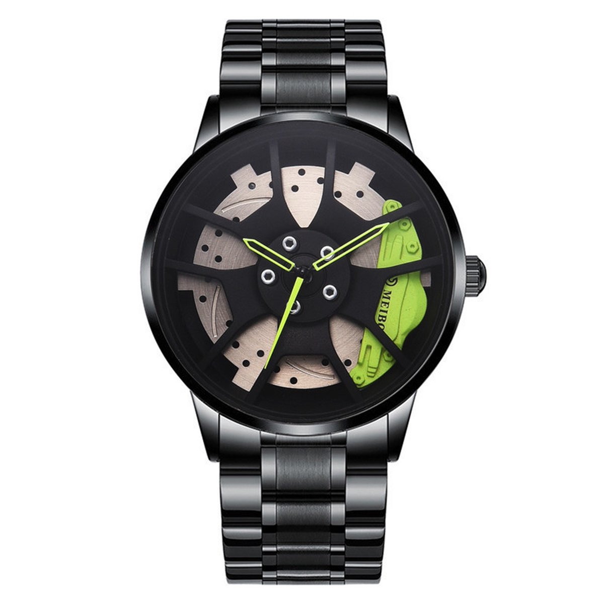 Meibo Car Wheel Watch - Black Green - Heren Horloge