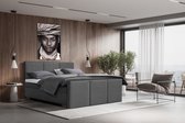 Boxspring Swiss - Inclusief 7-zones pocketveringmatras en koudschuimtopper - Antraciet - 160x200 cm