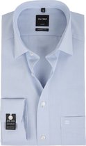 OLYMP Luxor modern fit overhemd - mouwlengte 7 - blauw met wit geruit - Strijkvrij - Boordmaat: 42