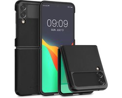kwmobile Hoesje geschikt voor Samsung Galaxy Z Flip 3 5G - 2-delig telefoonhoesje in zwart - Imitatieleer