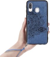 Backcover Fashion Mini Wallet Hoesje Samsung Galaxy A40 Blauw - Telefoonhoesje - Smartphonehoesje - Zonder Screen Protector