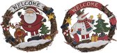 Kerstversiering DKD Home Decor Welcome Hout (30 x 6 x 30 cm) (2 pcs)