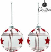 LuxuryLiving - Kerstballen - 8 cm - Kristal - Wit - Pack 3 uds