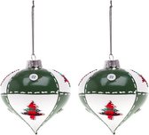 LuxuryLiving - Kerstballen - 2 pcs  - Kristal - Groen wit - Geschatte diameter: 10 cm - 113732