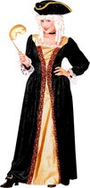 Widmann - Middeleeuwen & Renaissance Kostuum - Venetiaanse Edelvrouw Ms Vaporetto Kostuum - Zwart, Goud - Small - Carnavalskleding - Verkleedkleding