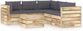 vidaXL 6-delige Loungeset met kussens geïmpregneerd hout