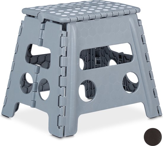 Relaxdays opstapje inklapbaar - tot 150 kg - 30 x 37 x 29 cm - badkamer - lichtgrijs van Relaxdays — afbeelding 4