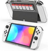 YONO Crystal Case geschikt voor Nintendo Switch OLED - Hoesje met Game Card Opbergruimte - Transparant