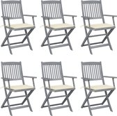 Decoways - Tuinstoelen 6 stuks inklapbaar met kussens massief acaciahout