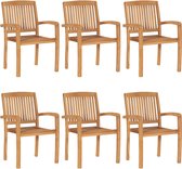 Decoways - Tuinstoelen stapelbaar 6 stuks met kussens massief teakhout