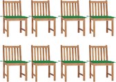 Decoways - Tuinstoelen 8 st met kussens massief teakhout