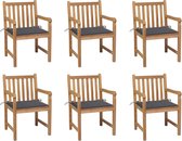Decoways - Tuinstoelen 6 stuks met antracietkleurige kussens massief teakhout