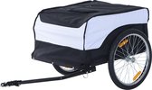 HOMdotCOM Fietskar Transportwagen - Zwart/Wit, 130 x 75 x 86 cm