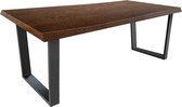 Boomstamtafel - eikenhouten boomstamtafel donkerbruin - slank u-poot onderstel - extra dik blad