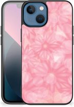 Silicone Back Case geschikt voor iPhone 13 mini Telefoon Hoesje met Zwarte rand Lente Bloemen