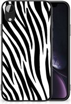 Smartphone Hoesje Geschikt voor Apple iPhone XR Trendy Telefoonhoesjes met Zwarte rand Zebra