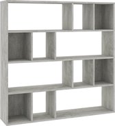 vidaXL Kamerscherm/boekenkast 110x24x110 cm spaanplaat betongrijs