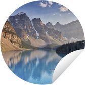 Tuincirkel Moraine Lake bij de provincie Alberta in Canada - 120x120 cm - Ronde Tuinposter - Buiten XXL / Groot formaat!