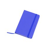 Notitieblokje blauw met harde kaft en elastiek 9 x 14 cm - 100x blanco paginas - opschrijfboekjes