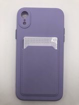 Hoogwaardige TPU back cover - Geschikt voor iPhone XR - met vakje voor pasje - Siliconen back cover - Lila