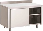 Gastro-Inox RVS Werkbank 1700(l)x700(d)x850(h)mm Met Schuifdeuren En Achteropstand, Gastro-Inox 302.122