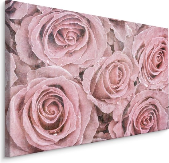 Peinture - Roses Roses, Image Vintage , Impression Premium sur Toile