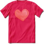 Valentijn Pastel waterverf Hart T-Shirt | Grappig Valentijnsdag Cadeautje voor Hem en Haar | Dames - Heren - Unisex | Kleding Cadeau | - Roze - L