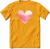 Valentijn Pastel waterverf Hart T-Shirt | Grappig Valentijnsdag Cadeautje voor Hem en Haar | Dames - Heren - Unisex | Kleding Cadeau | - Geel - XXL