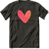 Valentijn Pastel waterverf Hart T-Shirt | Grappig Valentijnsdag Cadeautje voor Hem en Haar | Dames - Heren - Unisex | Kleding Cadeau | - Donker Grijs - L