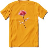 Valentijn roos Hart T-Shirt | Grappig Valentijnsdag Cadeautje voor Hem en Haar | Dames - Heren - Unisex | Kleding Cadeau | - Geel - XXL