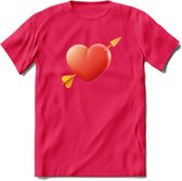 Valentijn Hart T-Shirt | Grappig Valentijnsdag Cadeautje voor Hem en Haar | Dames - Heren - Unisex | Kleding Cadeau | - Roze - L