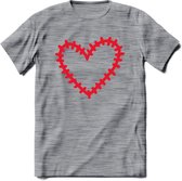 Valentijn Hart T-Shirt | Grappig Valentijnsdag Cadeautje voor Hem en Haar | Dames - Heren - Unisex | Kleding Cadeau | - Donker Grijs - Gemaleerd - XL