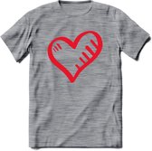 Valentijn Hart T-Shirt | Grappig Valentijnsdag Cadeautje voor Hem en Haar | Dames - Heren - Unisex | Kleding Cadeau | - Donker Grijs - Gemaleerd - XL