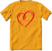 Valentijn Hart T-Shirt | Grappig Valentijnsdag Cadeautje voor Hem en Haar | Dames - Heren - Unisex | Kleding Cadeau | - Geel - 3XL